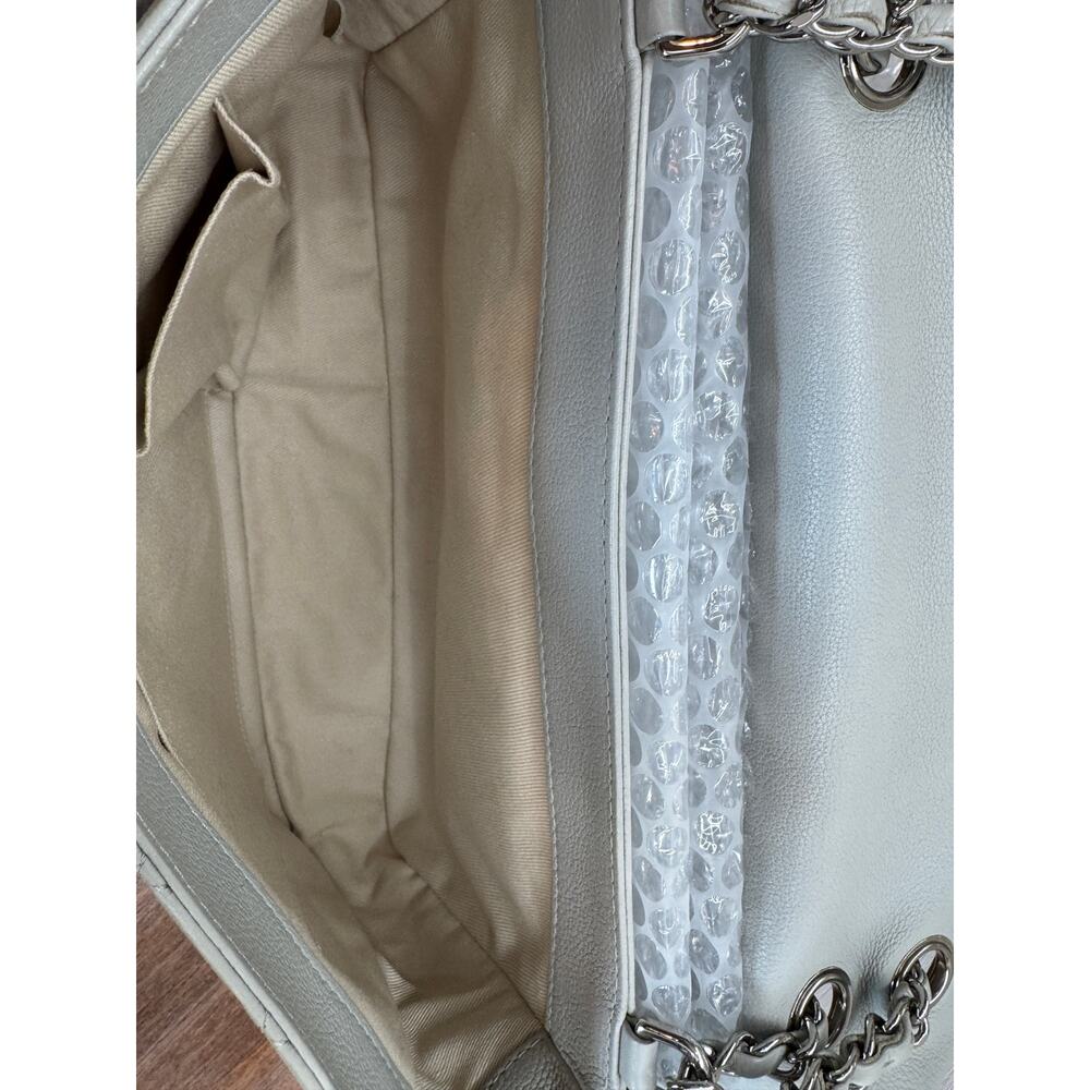 Chanel Single Flap Accordion - Light Gray with Silver Hardware - Picture 9 of 13